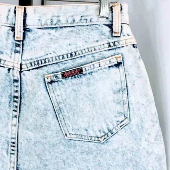 Sasson Women Denim Shorts 80s Vintage Acid Wash Button Fly Cut Off Shorts Sz 29 - Picture 5 of 9
